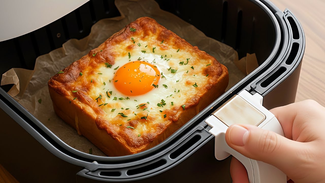 WOW... Just pour eggs over bread! Toast in an air fryer is easy!