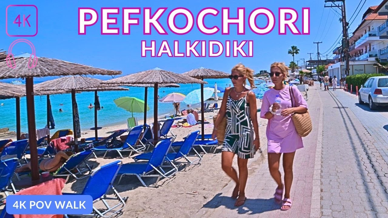A Complete Walk in Pefkochori, Greece | 4K Tour from the Church to the Beach