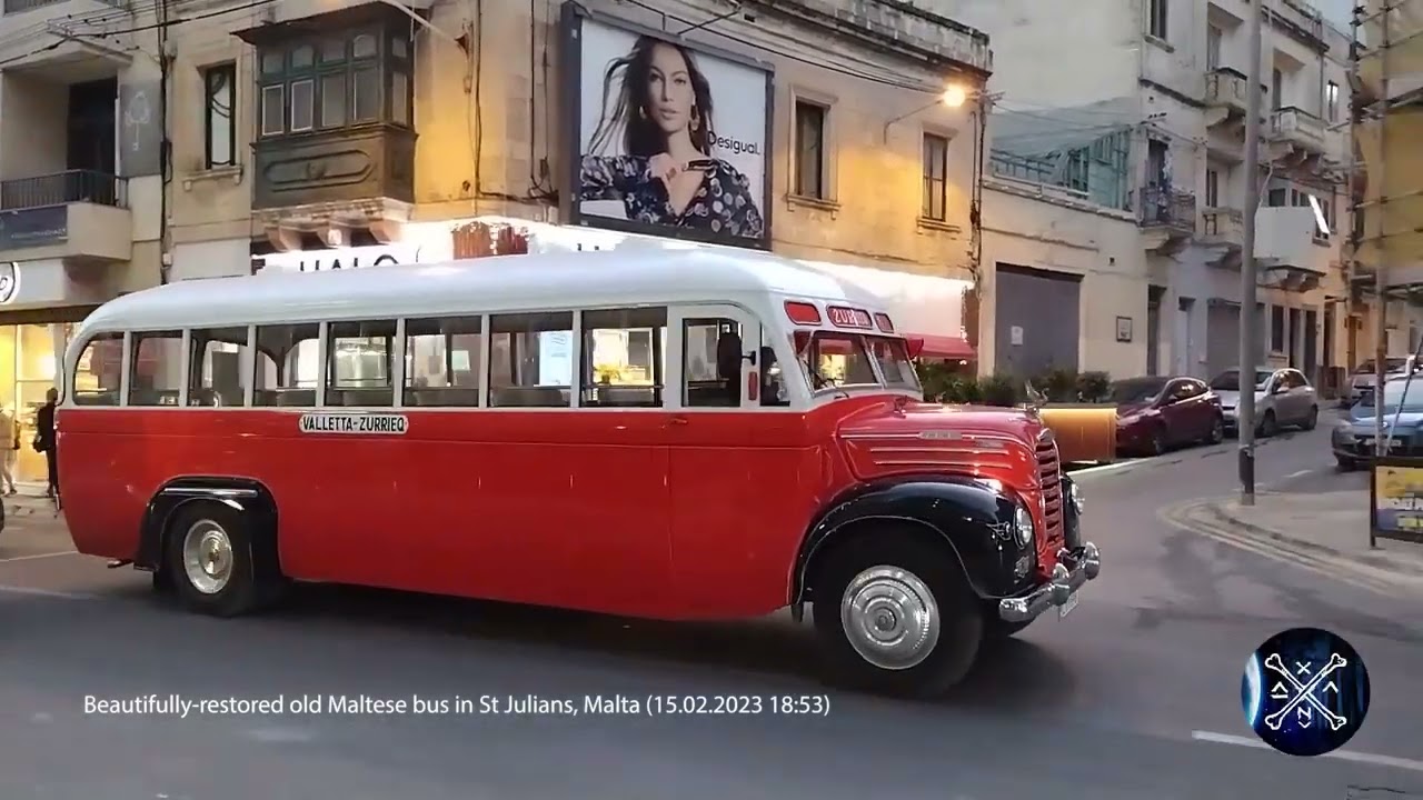 Beautifully-restored old Maltese bus in St Julians. Filmed with Nokia X10 / 15.02.2023 18.53