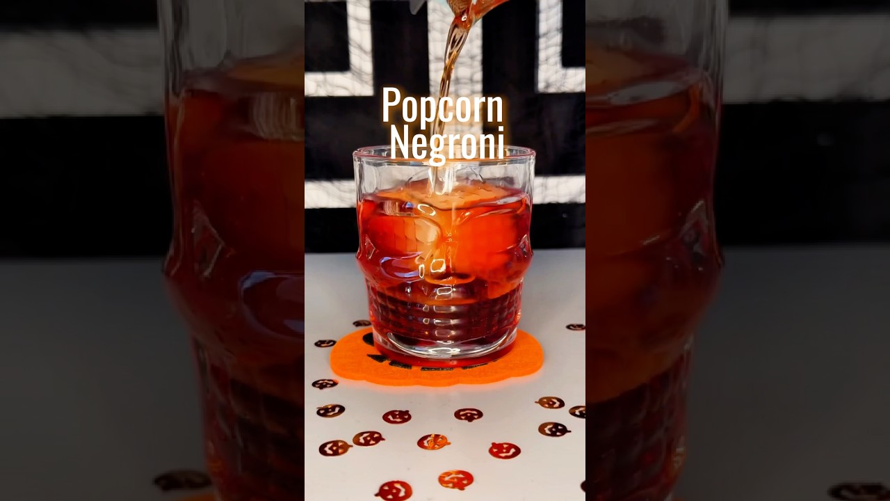 Boozy liquid Popcorn for the perfect Halloween Movie Night 🎃🥃 #negroni #popcorn #halloween #fyp