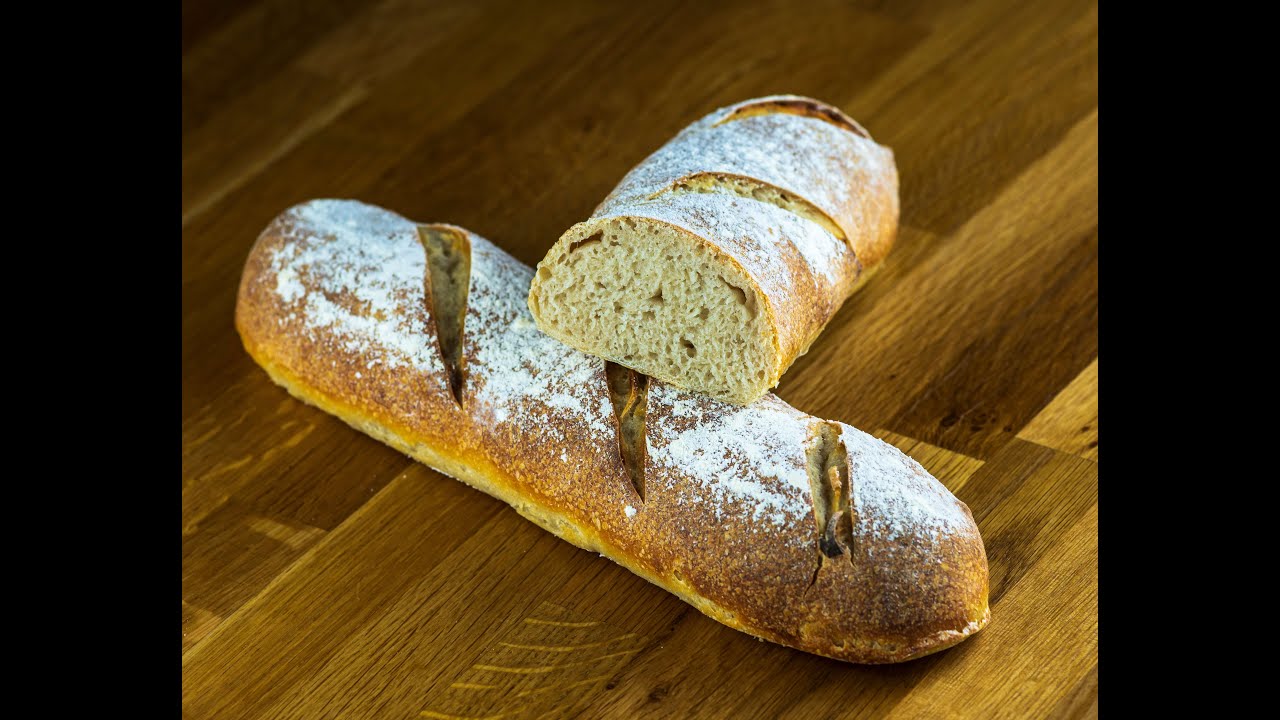 Dinkelbaguette ohne Hefe. Mit Sauerteig gelockert