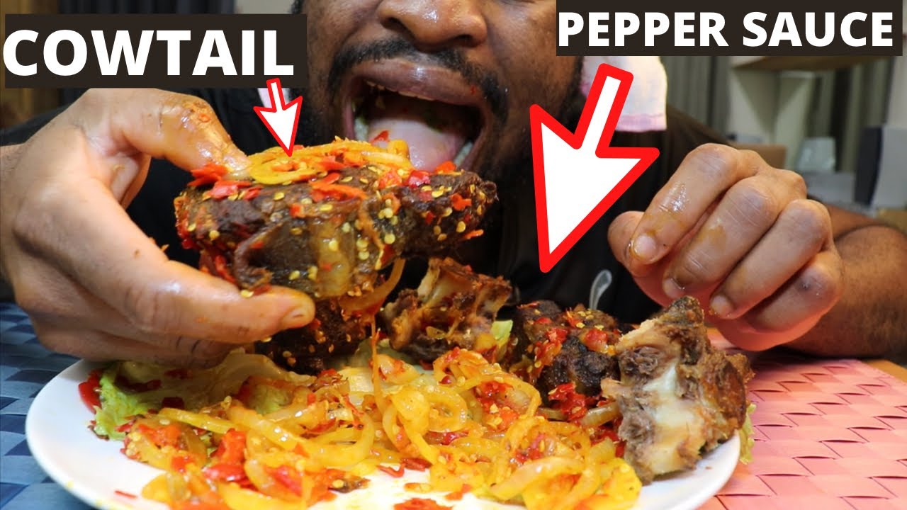 MUKBANG NIGERIA COW-TAIL PEPPER SAUCE IN JAPAN.