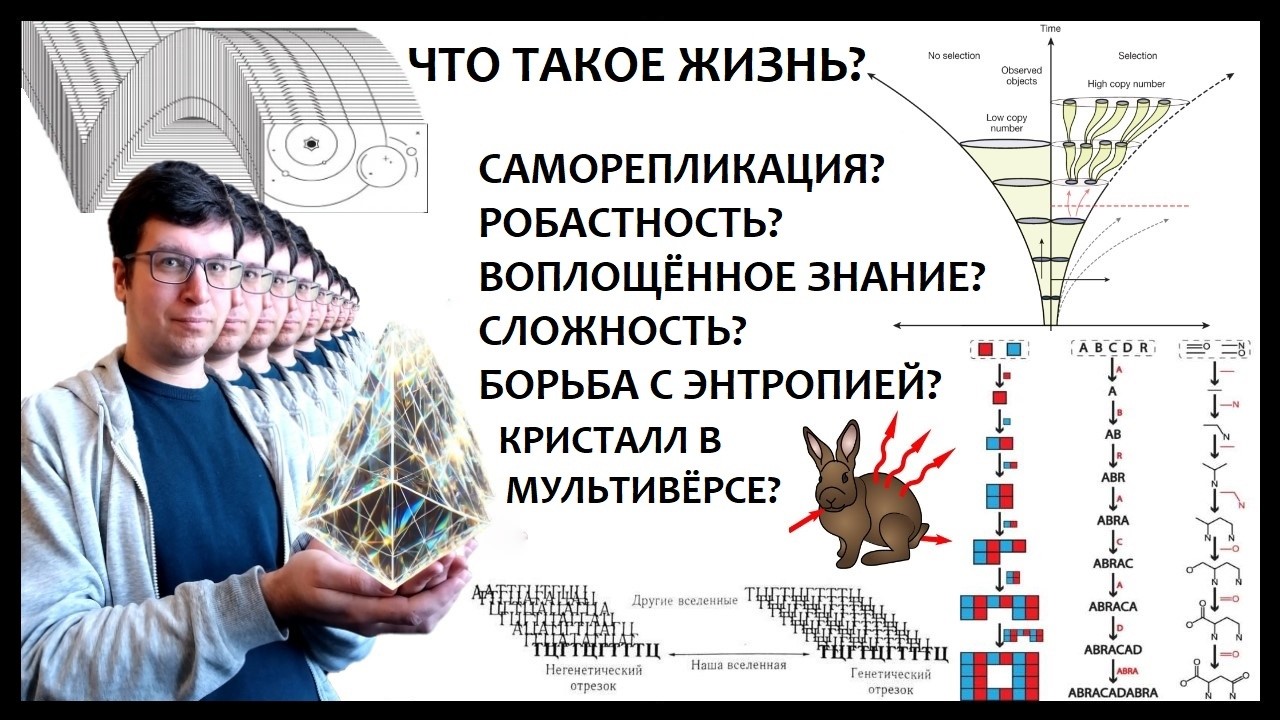 Как определить жизнь? Саморепликация с изменениями, робастность и мультивёрсные кристаллы