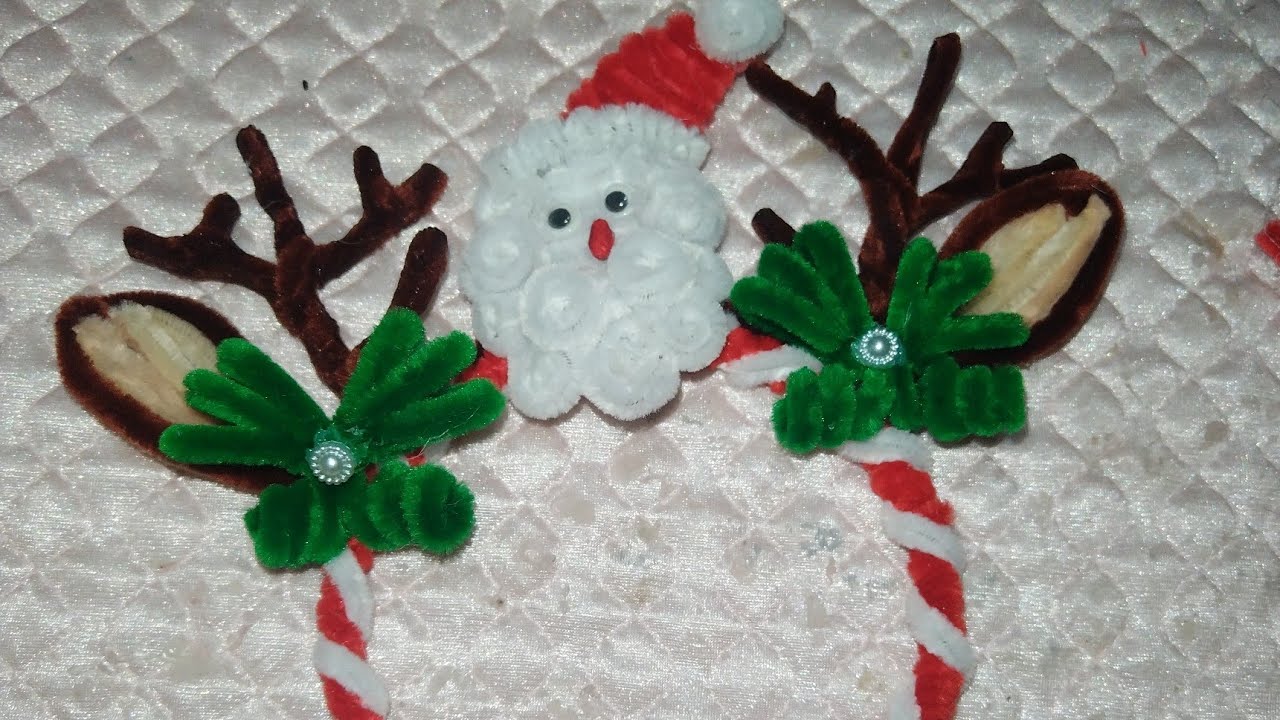 HOW TO MAKE CHRISTMAS HEADBAND MADE OF FUZZY WIRE #FUZZYWIRE #CHRISTMASHEADBAND #DIY #PIPECLEANER