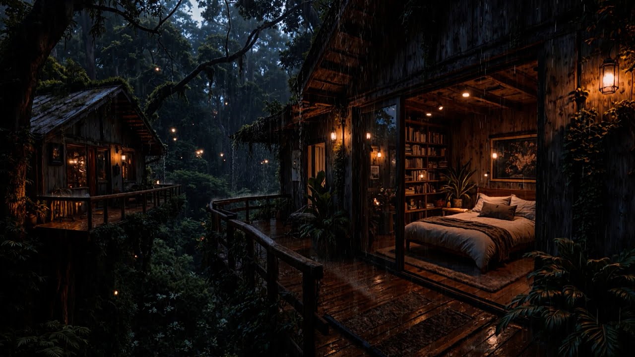 Special Rain Sounds Falling Continuously for 3 Hours by a Peaceful Scene | Relax | Deep Sleep