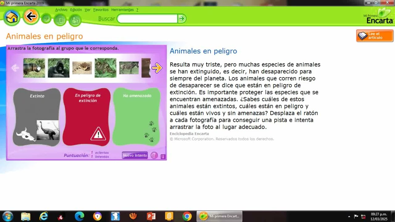 Explorando acerca de Mi Primera encarta 2009