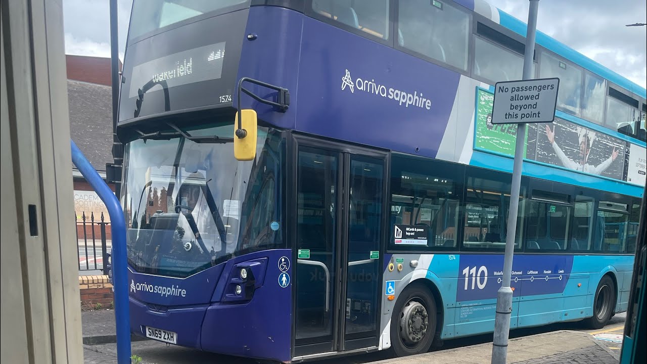 Bus 110 Full route from Leeds to Wakefield Arriva 1574 SN69 ZXH