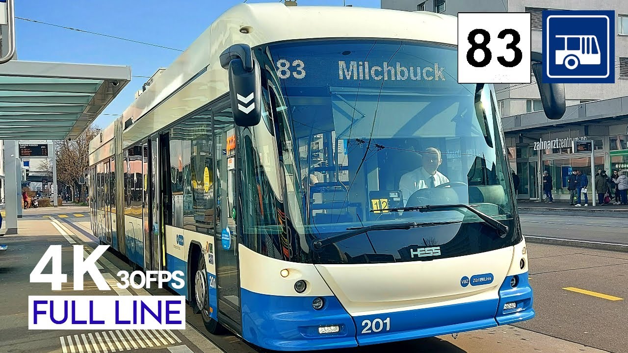 The MOST MODERN Trolleybus | 🇨🇭 Zürich Bus Line 83 | Altstetten - Milchbuck | Bus Cab Ride [4K]