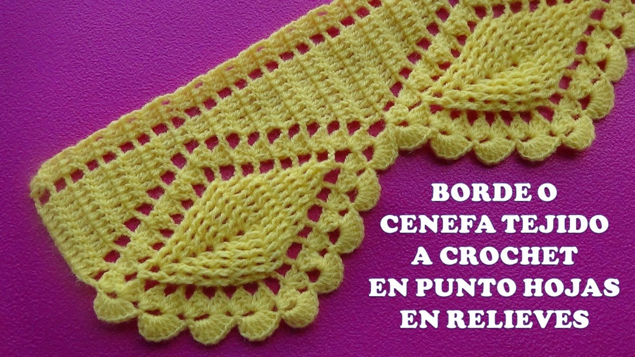 Borde N° 3 , puntilla o Cenefa Hojas en Relieves tejido a crochet para Colchas y Cobijas paso a paso