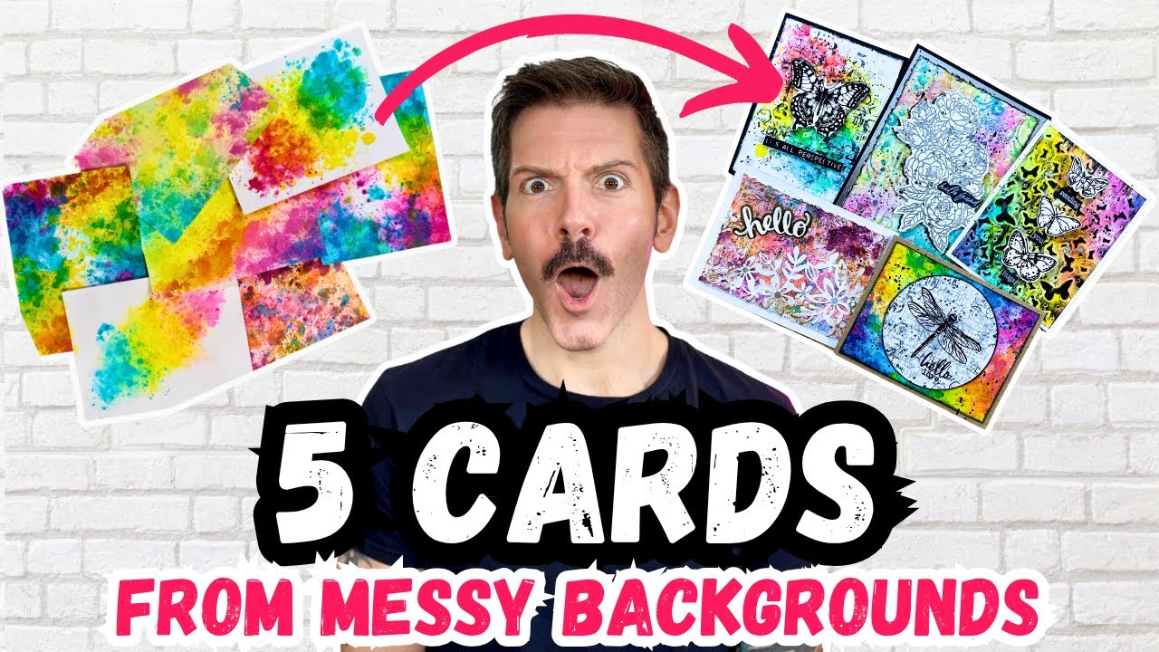 5 Stunning Cards From Ink Smushed Backgrounds - The Transformation Is Amazing!