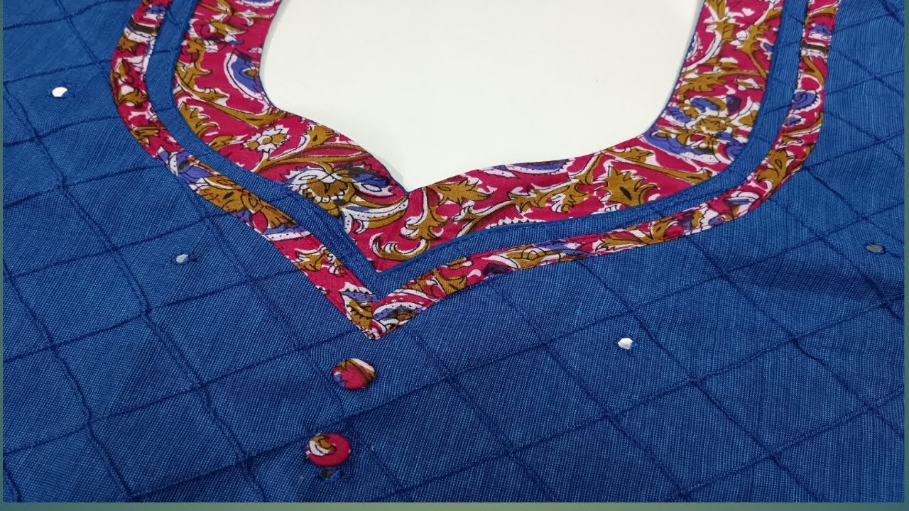 கேன்வாஸ் இல்லாத நெக் | easy kurti neck cutting and stitching without canvas | Reva designers