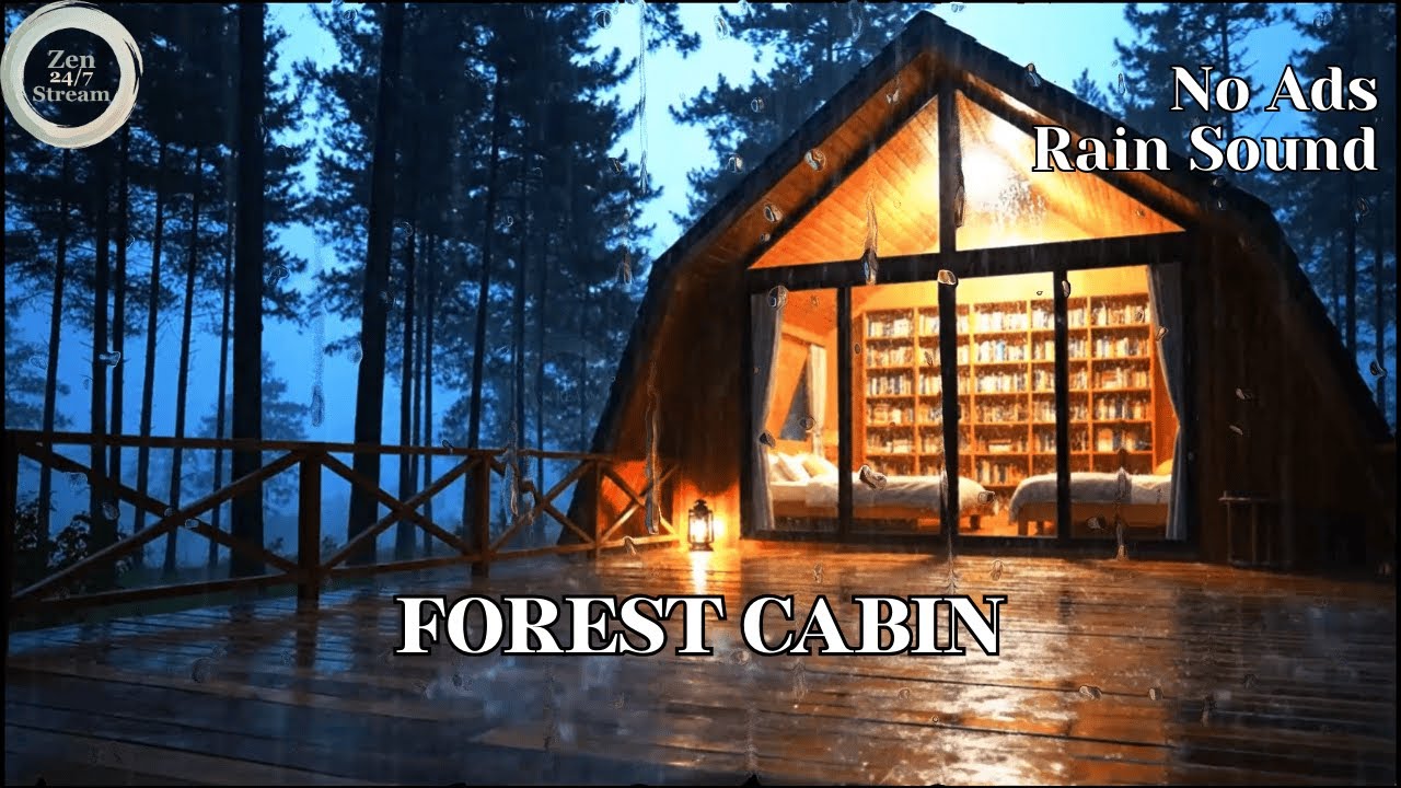 NO ADS Cozy Forest Cabin Rain & Distant Thunder | Sleep, Study, Relax. #sleepaid #rainsound