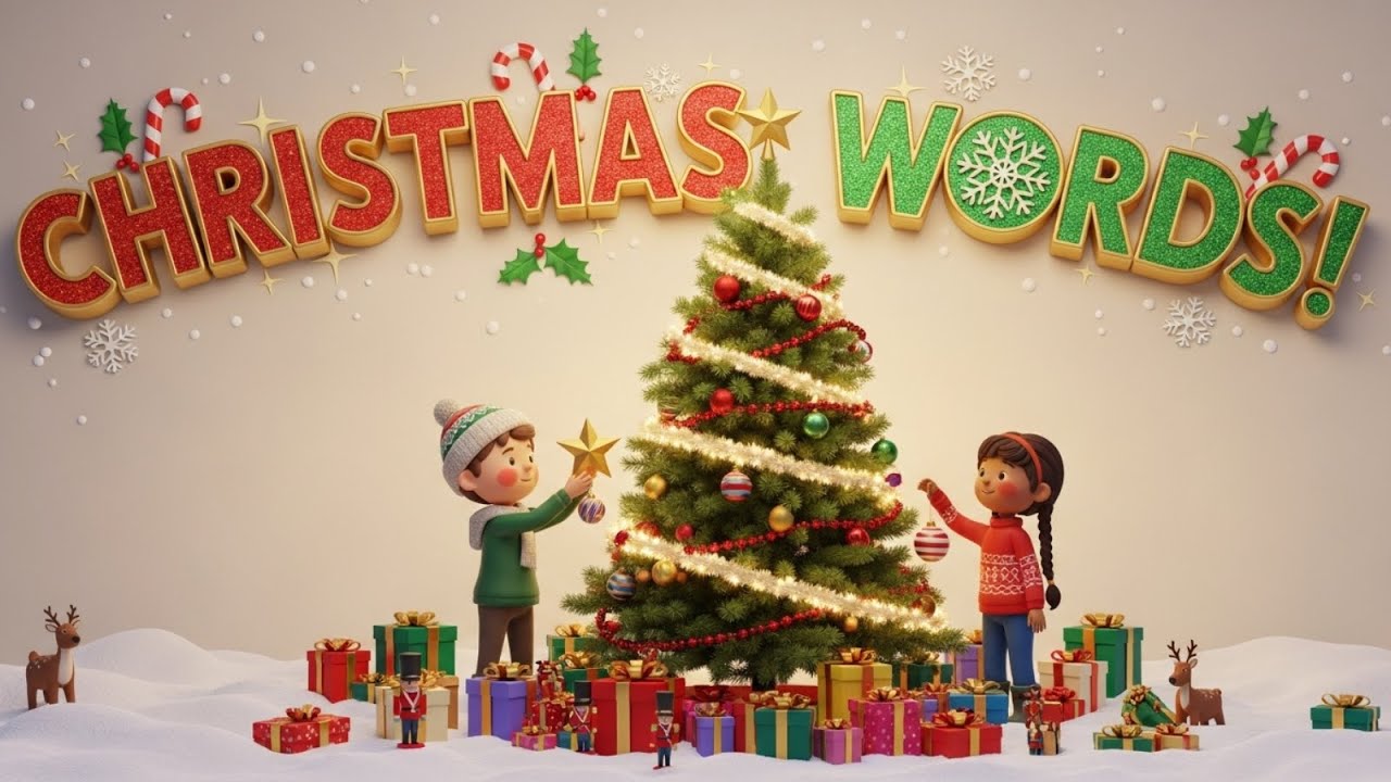Learn Christmas Vocabulary for Kids | Holiday Words | Fun 3D Animated Learning