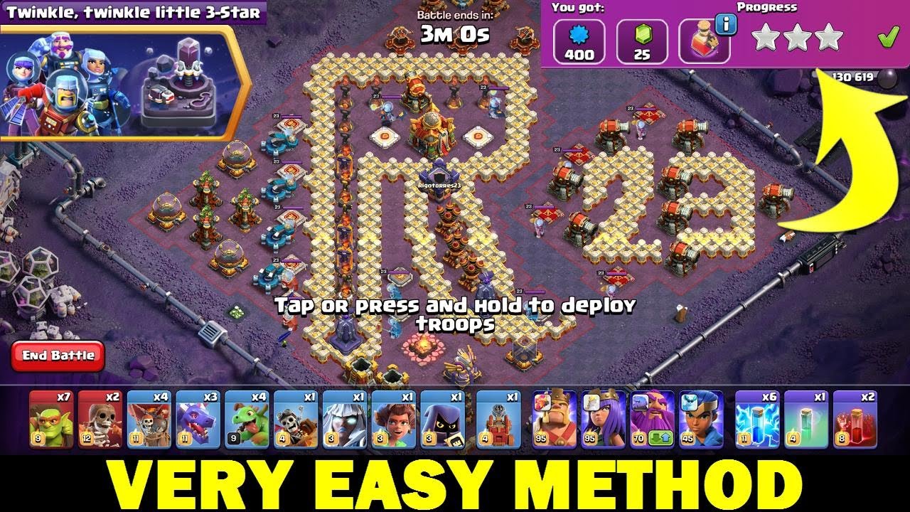 Clash of clans Twinkle Twinkle Little 3 Star Challenge ! 3 Star Strategy ! Very Easy Method.