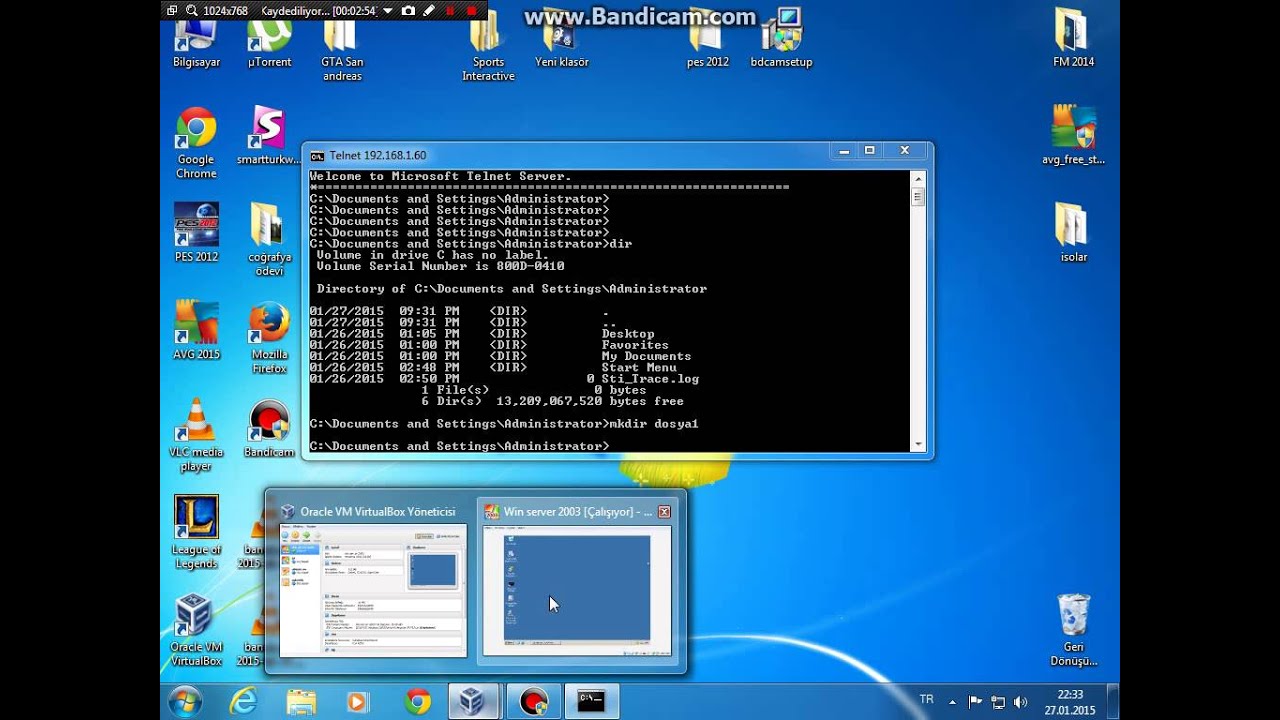 Telnet ile sanal bir sunucuya bağlanmak
