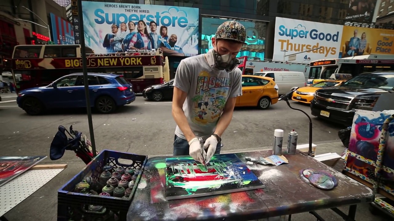 New York Street Art. American Flag.