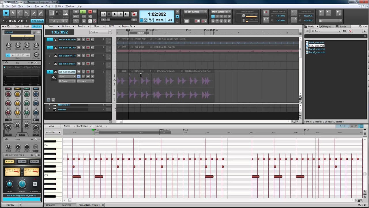 Cakewalk Sonar X3. Les. 16. Linking, splitting, combining clips. Fade-in, fade-out