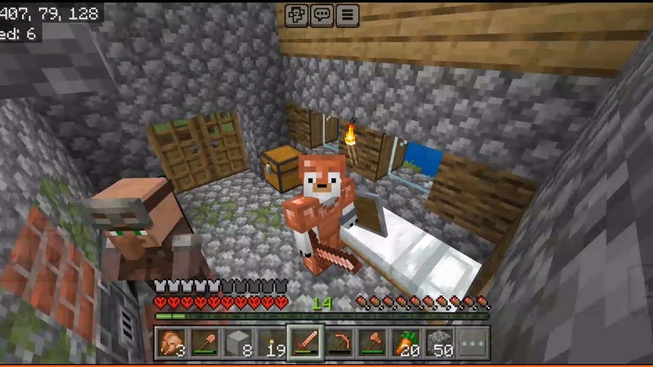 Am strâns câteva resurse pentru Minecraft Hardcore,m-am batut cu zombii.🐻‍❄️