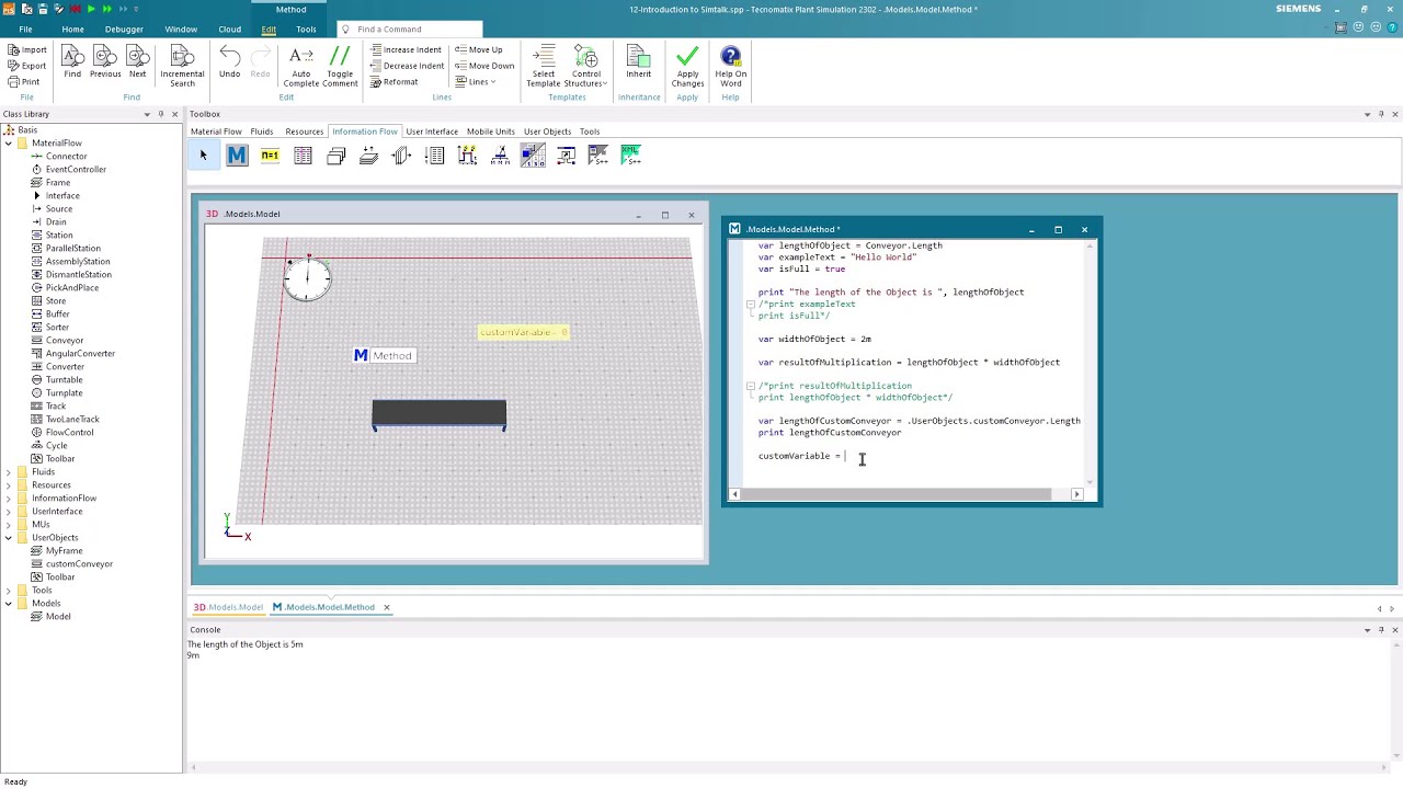 Plant Simulation 12 - introduction to simtalk