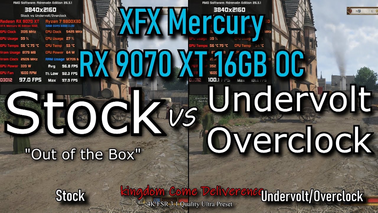 Stock vs Overclock | XFX Mercury RX 9070 XT OC | 5 Game Tests Benchmark Comparison