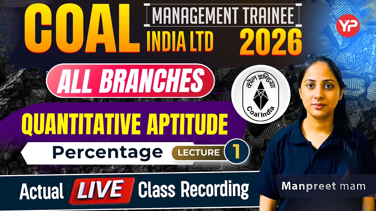 Quantitative Aptitude (Percentage) Lec-1 for CIL MT CBT Exam Preparation 2026, Actual Class