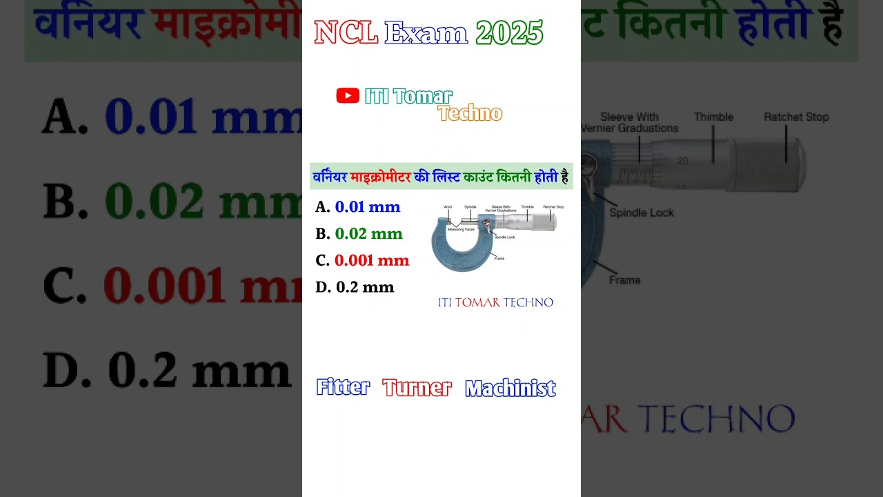 vernier micrometer list count |  Micrometer least Count | micrometer | #ncl_fitter_question_paper