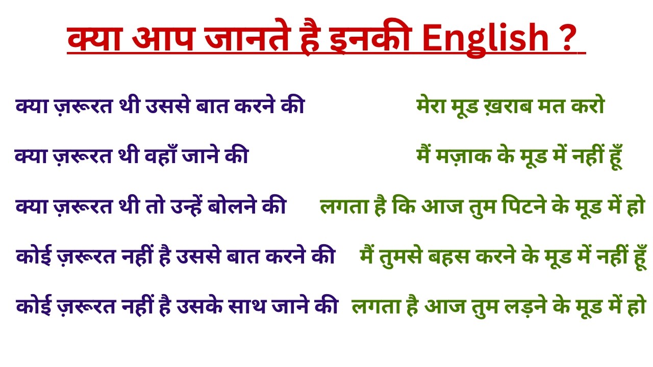 What’s the need to , There’s no need Sentences | Daily Use English Sentences | Advanced Structure