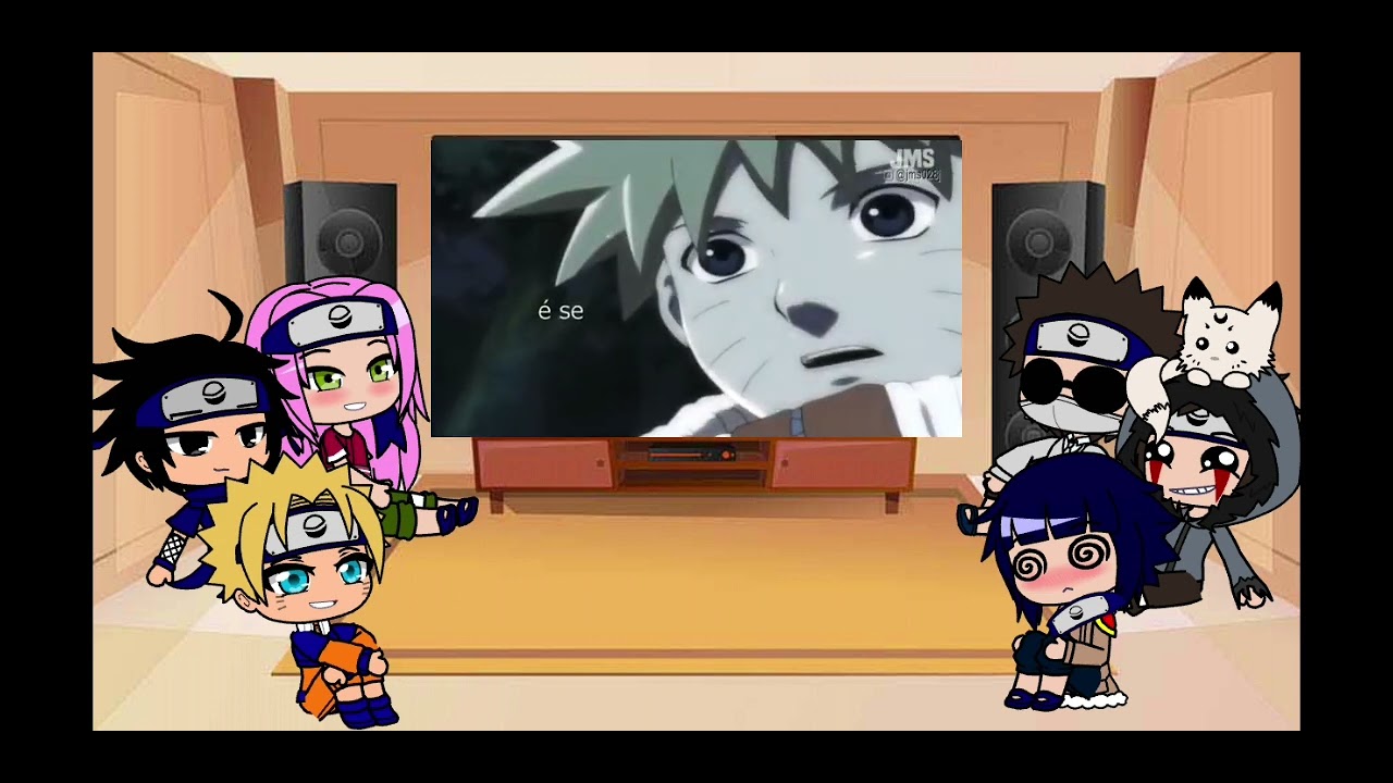 Time 7 e Time 8 reagindo ao rap da Hinata Psicótica
