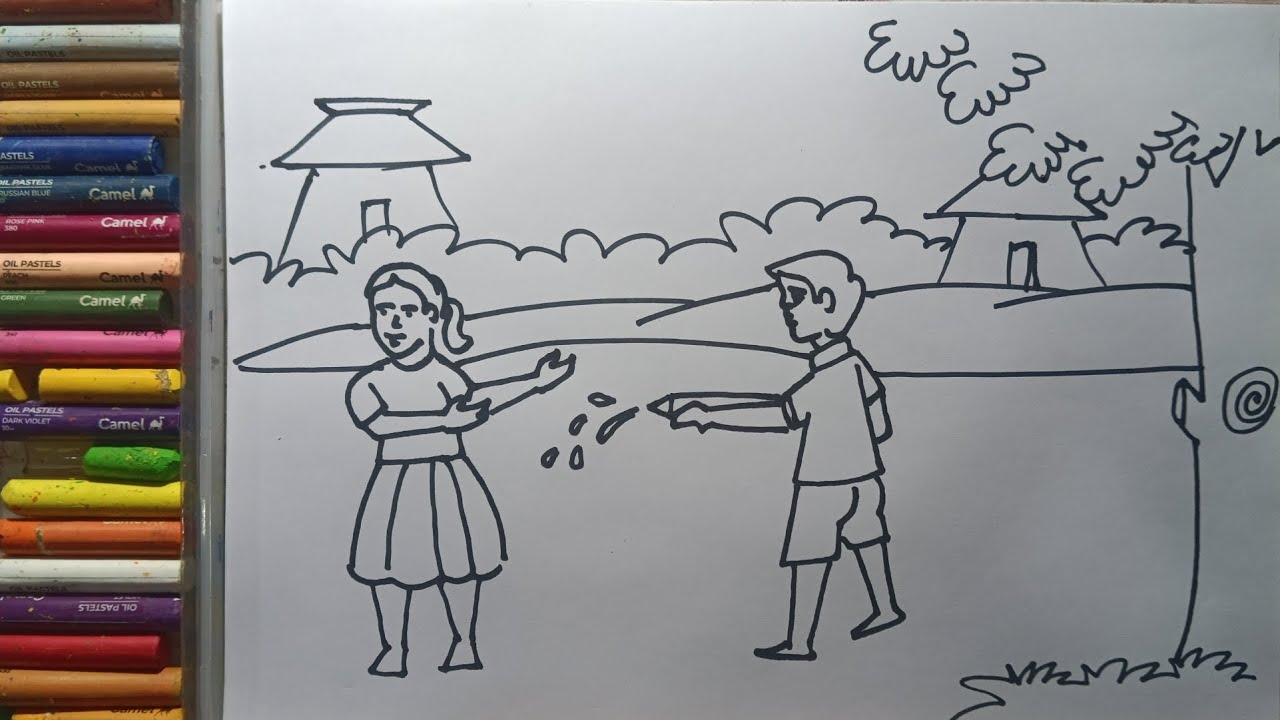 Holi Special Drawing || How To Draw Holi Festival Step By Step || Holi ka Drawing Easy Drawing 