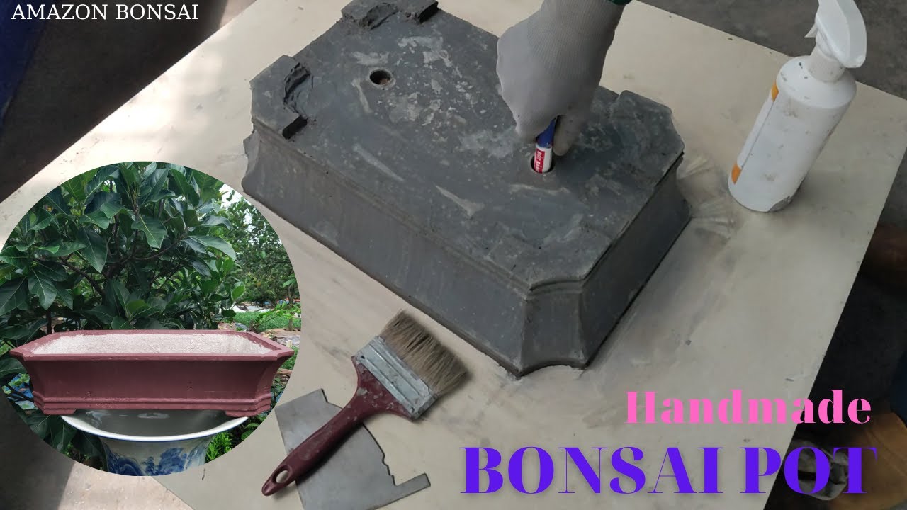 How to make a medium cement bonsai pot- Chậu vát góc 450x300