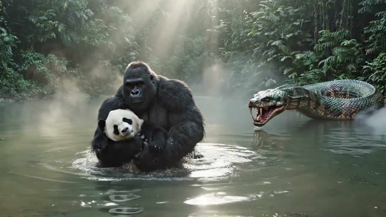 king kong and gorilla protect the panda from predators