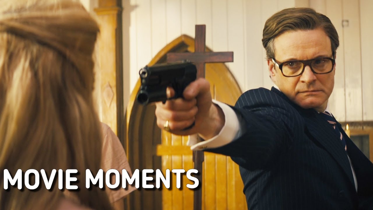Агент Галахад убивает сектантов. Kingsman: Секретная служба