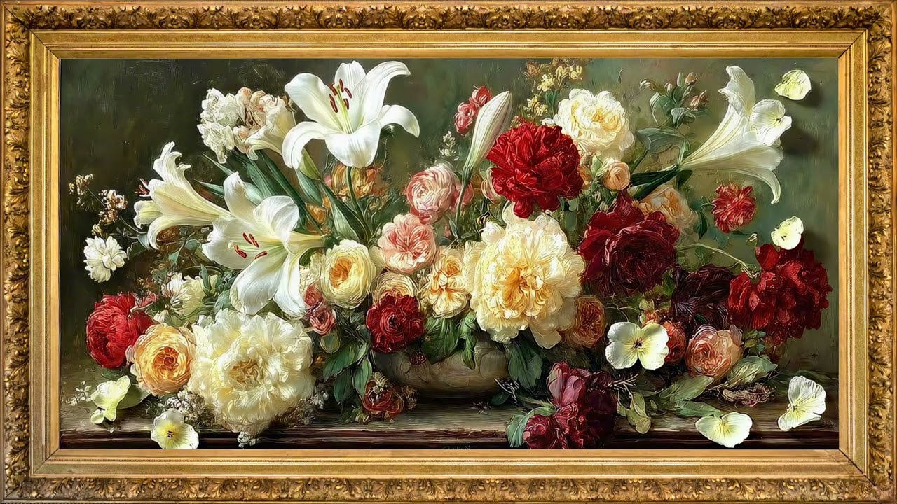 Floral screensaver live wallpaper for tv| Background video 4k | 4 hours & ambient music