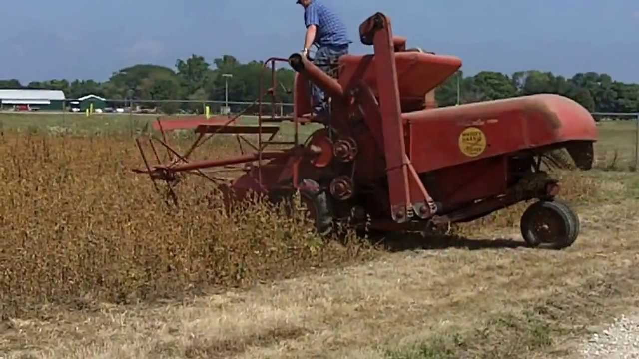 Antique Self Propelled Combines Harvesting Soybeans