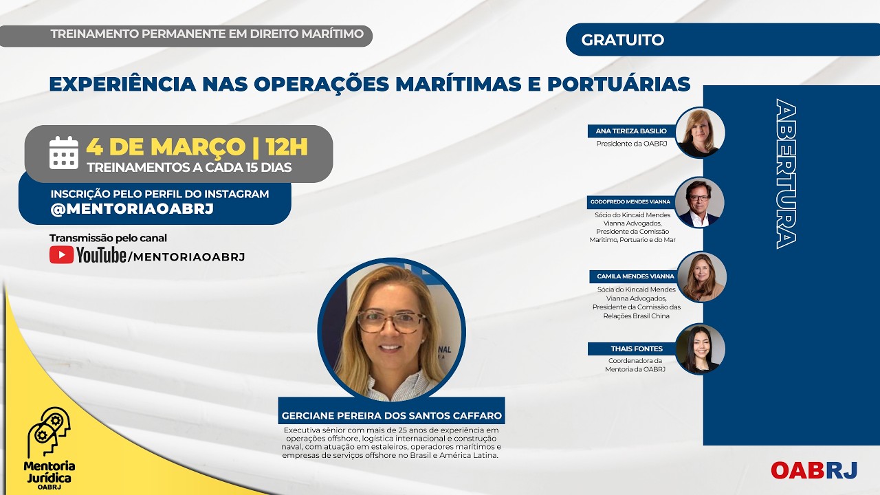 Experiência nas operações marítimas e portuárias - Treinamento em Direito Marítimo - 04/04 - 12H