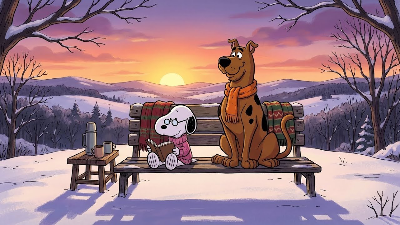 Quiet Sunrise Bench with Snoopy 🌅 Smooth Jazz for Study When Your Mind Is Tired