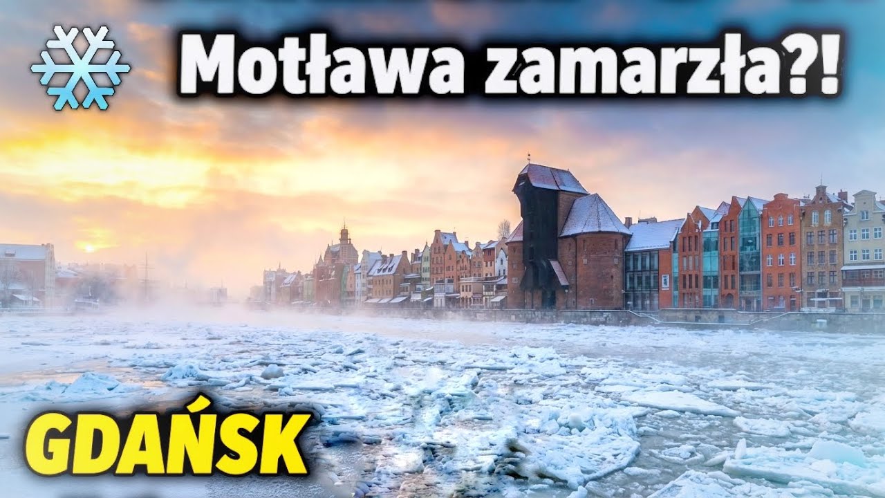 GDAŃSK w okowach mrozu! 🥶 -8 i skuta lodem Motława – spacer na luzie
