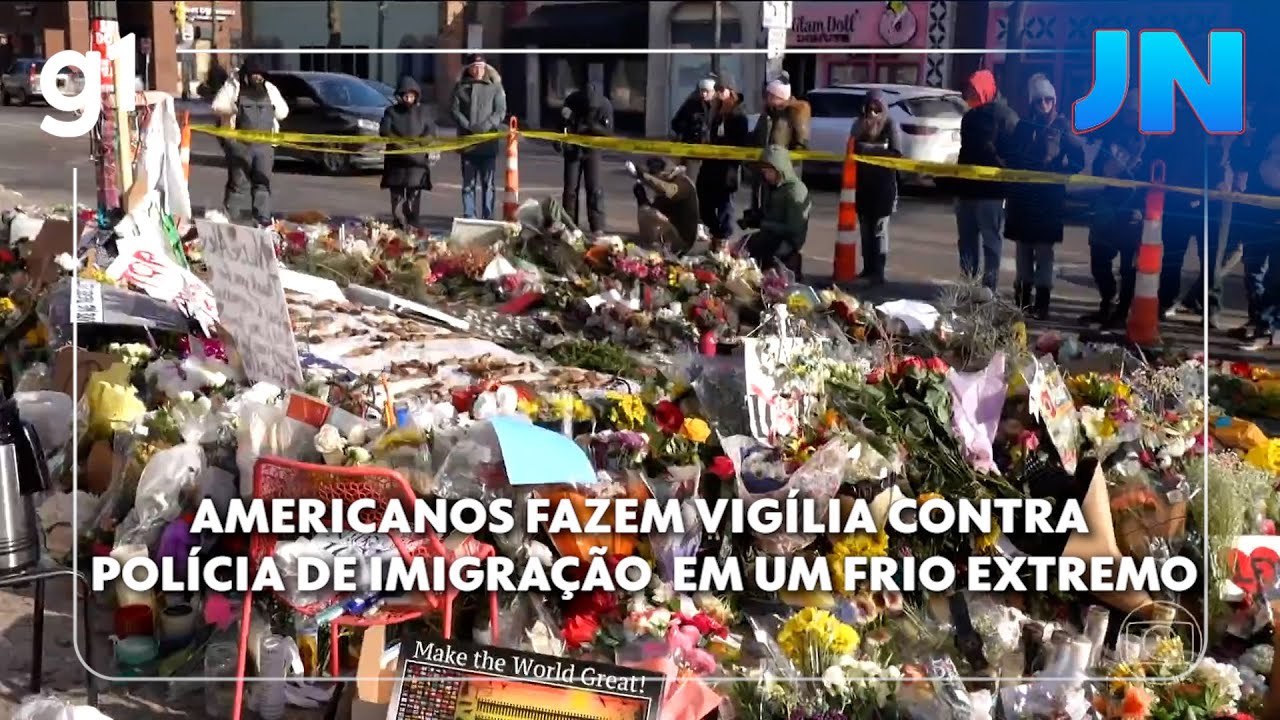 JN: Em Minneapolis, americanos fazem vigília contra polícia de imigração de Trump num frio de -20°C