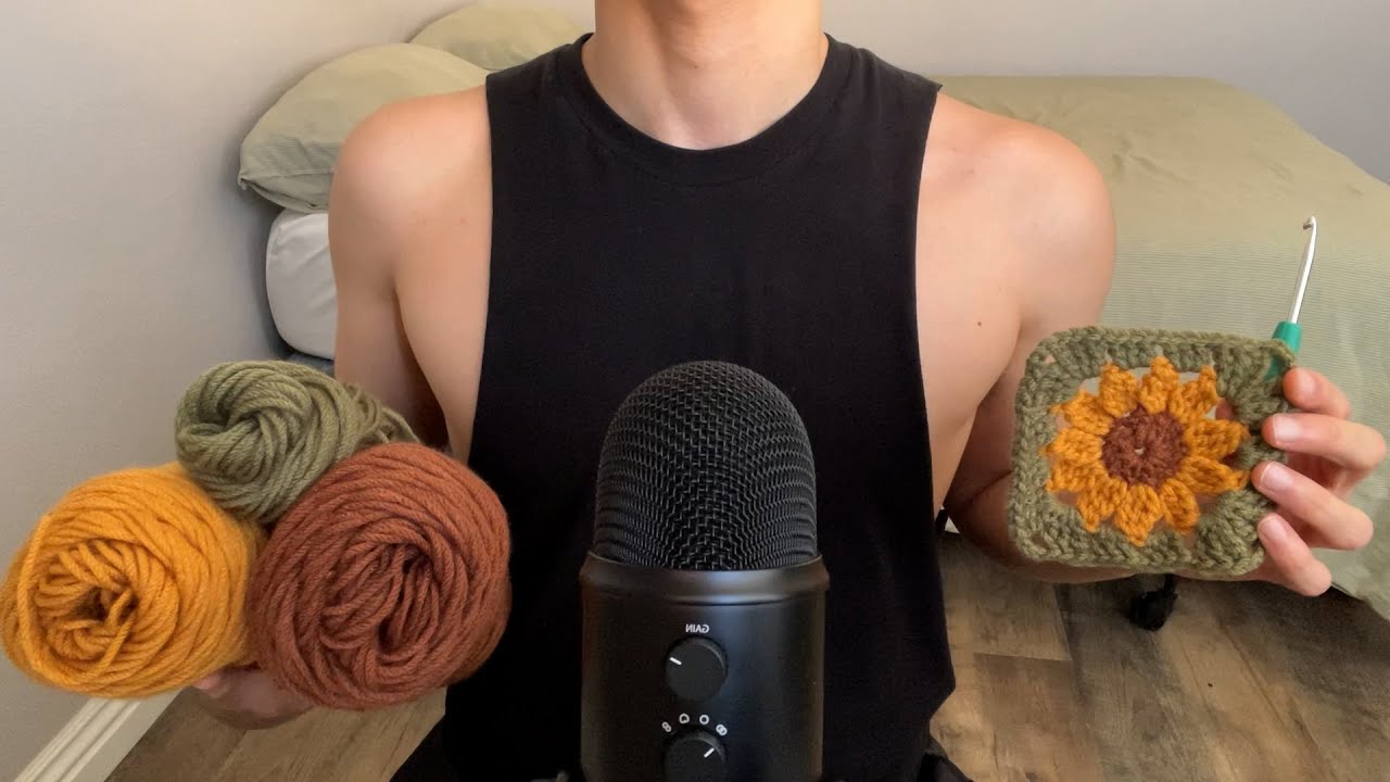 ASMR | Learn how to crochet with me (Whispers, inaudible, and fabric sounds)