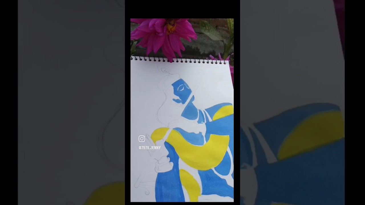 Krishna water colour work