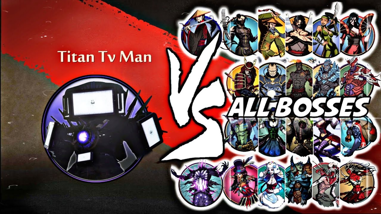 Shadow Fight 2 Titan Tv Man против всех боссов
