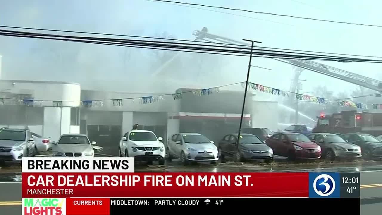 Car dealership fire on Main Street