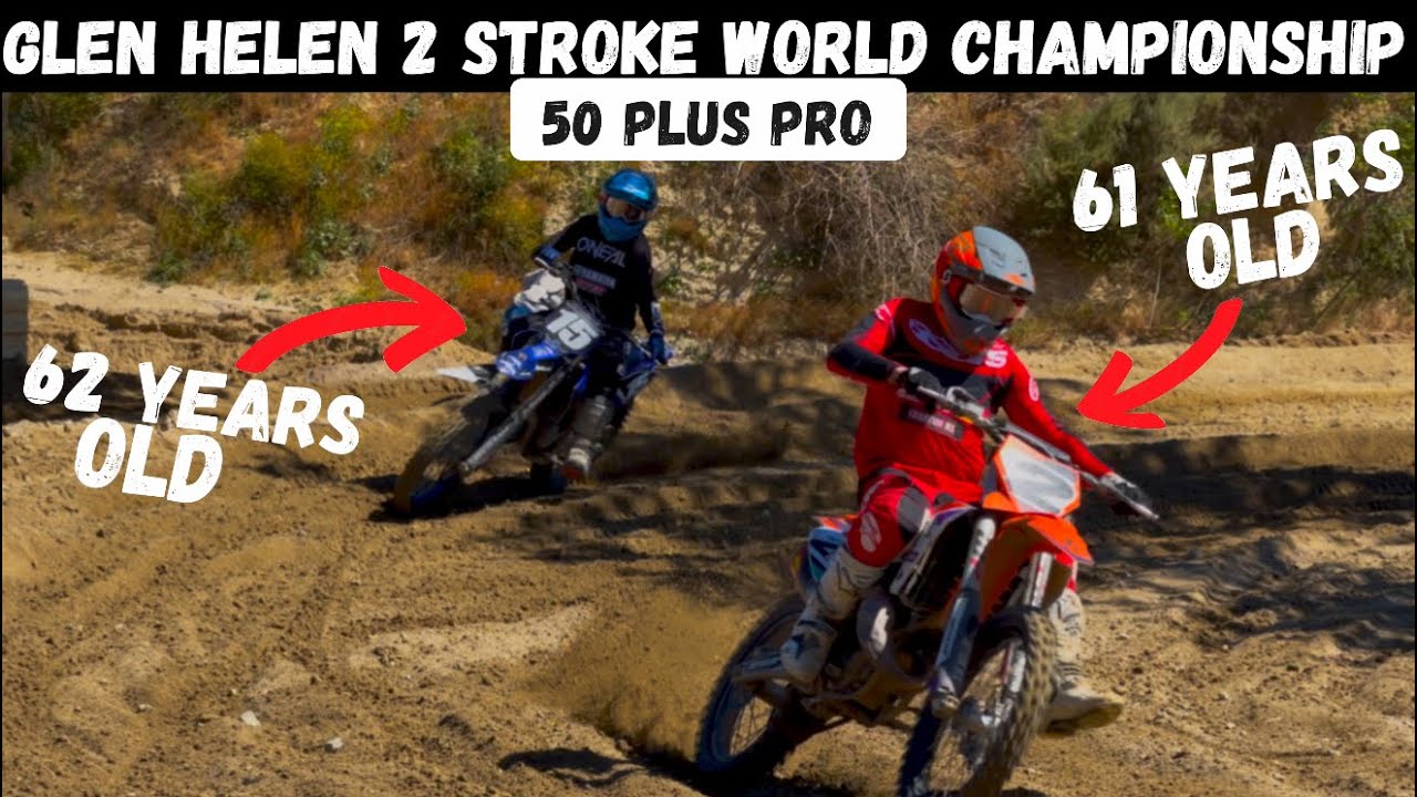 These 60 Plus Riders are CRAZY FAST!! Doug Dubach vs Kurt Nicoll at Glen Helen 2 Stroke World Champs