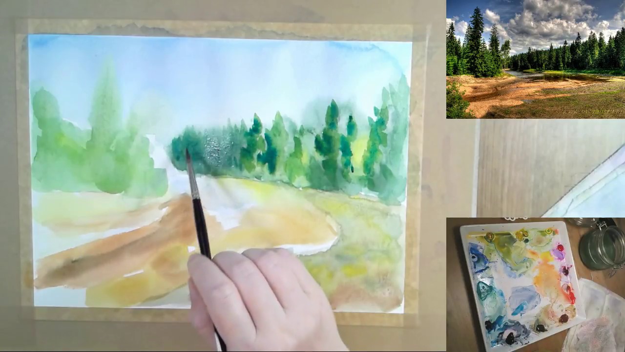 Tutoriál - Krajina akvarelem - živé vysílání