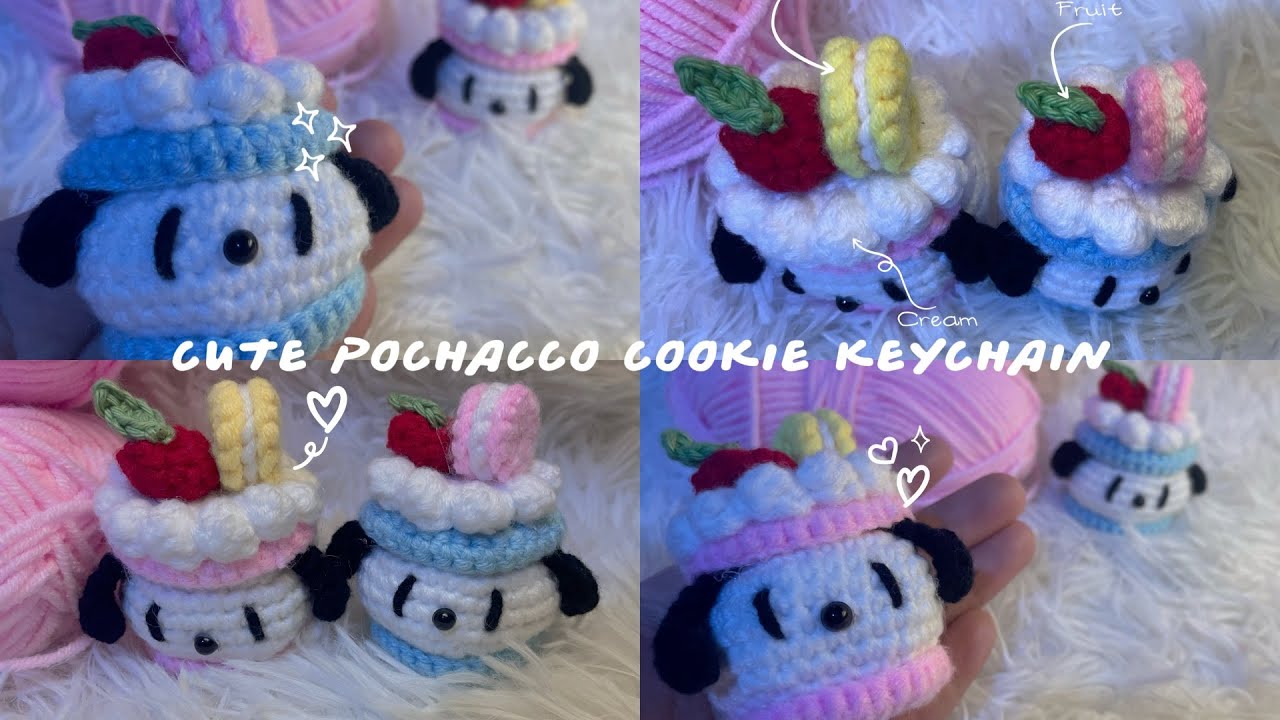 Cute Pochacco cookie keychain (Tutotial)#crochet #crochetkeychain #pochacco #crochetlove#crocheting 