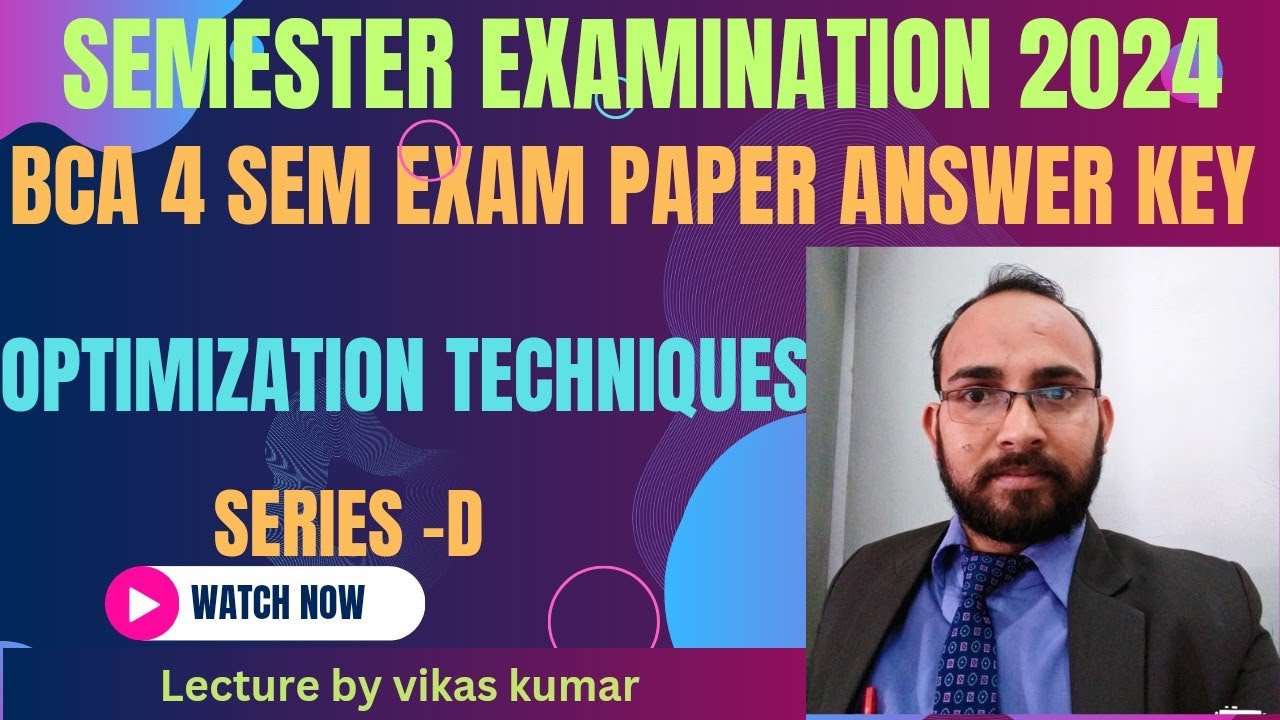 Answer key BCA 4 Sem Optimization Techniques  Exam Maa Shakhumbhari University Saharanpur |JUNE 2024