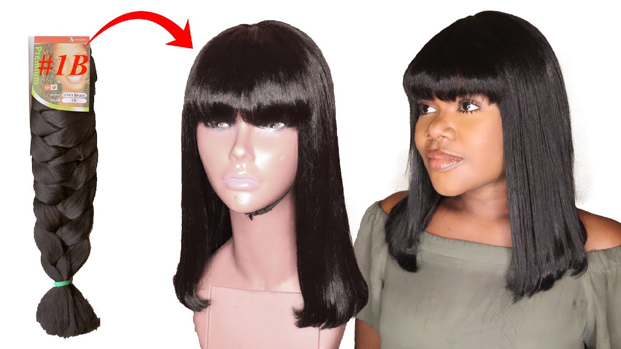 DIY Bob Crochet Wig With Bang Using Expression Braid Extension - No Closure Wig
