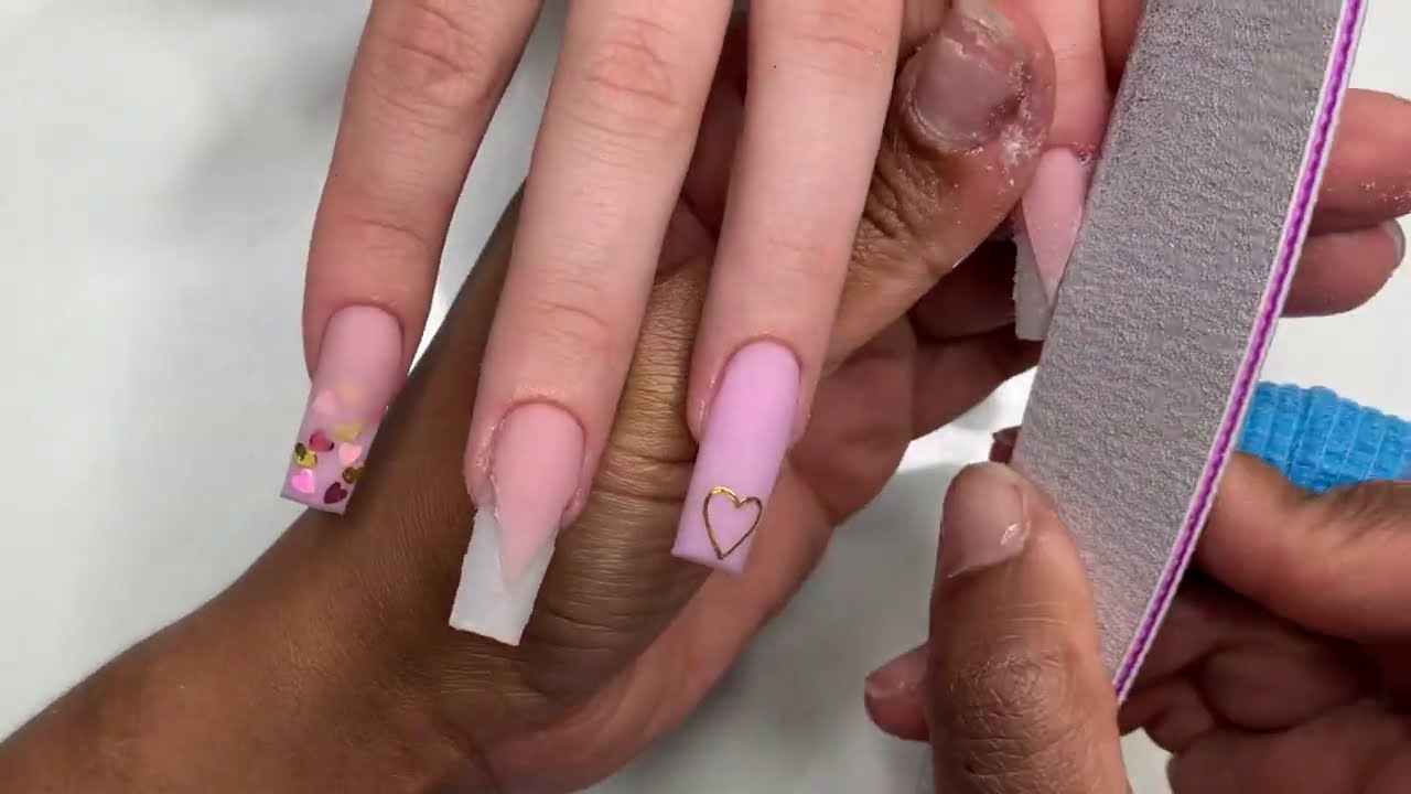 Tapered Square V - Tip French Valentine Acrylic Nail
