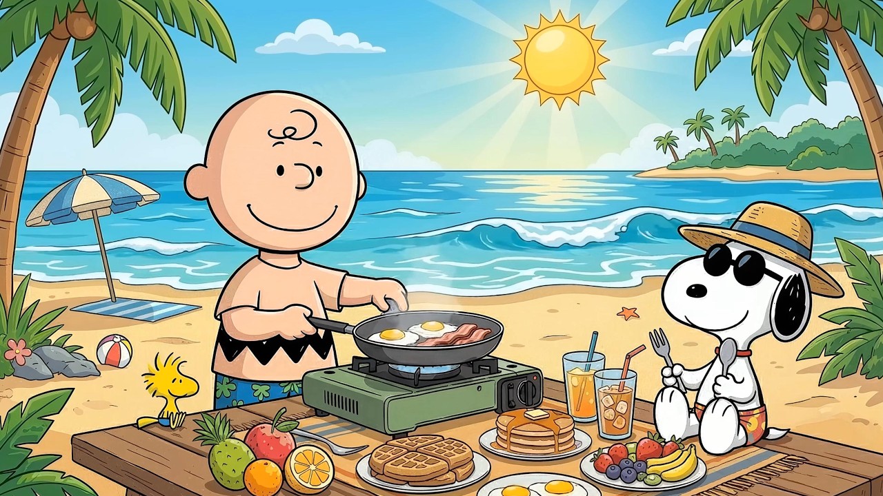 Summer Cafe Jazz with Snoopy 🌸 Soothing Morning Jazz for Study, Work and Stress Relief