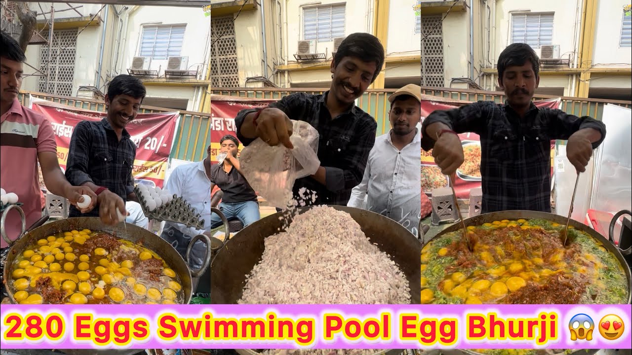 😱😱 280 Eggs Swimming Pool Egg Bhurji in Pune | Biggest Street Food Egg Bhurji Ever 🍳🔥